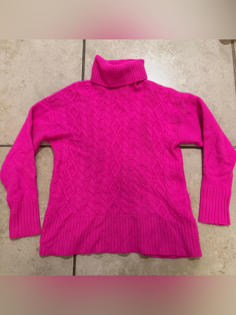 Charter Club Luxury Cashmere Turtleneck Sweater Bright Pink Petite